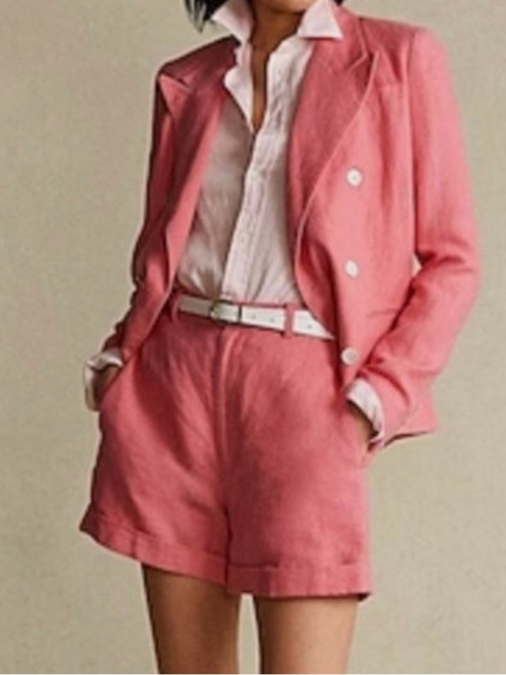 Polo Ralph Lauren linen high rise bermuda shorts pink size 2